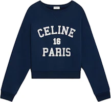 Order (Women) Celine Logo Print Navy Blue Crewneck Sweatshirt Long Sleeve Casual 2Y09E649W-07OW