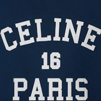 Cheap (Women) Celine Logo Print Navy Blue Crewneck Sweatshirt Long Sleeve Casual 2Y09E649W-07OW