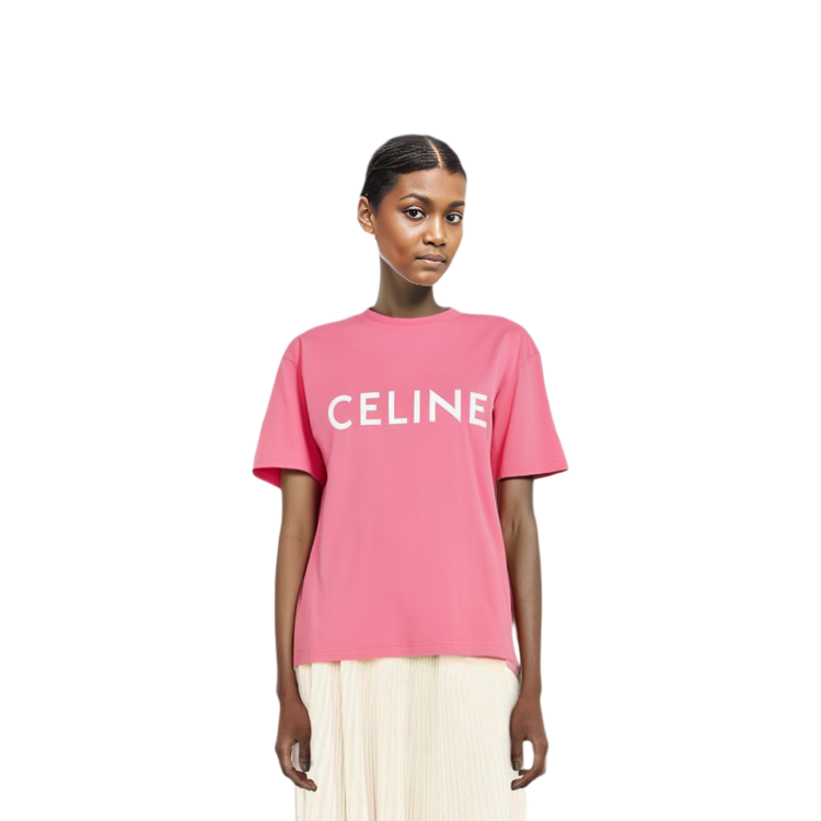 Purchase (W) CELINE 女士粉色短袖Logo宽松版T恤 SS22. 2X681671Q-25FE