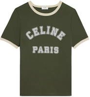 (Women) CELINE Logo Print Round Neck T-Shirt SS24 Regular Fit Khaki Green. 2X61J671Q-02IA (Women) CELINE Logo Print Round Neck T-Shirt SS24 Regular Fit Khaki Green. 2X61J671Q-02IA