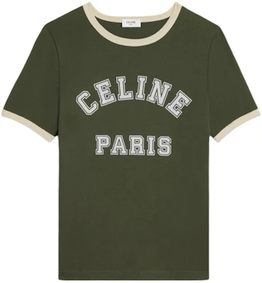 (W) CELINE Logo Cetak Baju-T Leher Bulat SS24 Regular Fit Hijau Khaki. 2X61J671Q-02IA Order (W) CELINE Logo Cetak Baju-T Leher Bulat SS24 Regular Fit Hijau Khaki. 2X61J671Q-02IA