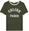 Order (W) CELINE Logo Cetak Baju-T Leher Bulat SS24 Regular Fit Hijau Khaki. 2X61J671Q-02IA