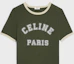 Details for (W) CELINE Logo Cetak Baju-T Leher Bulat SS24 Regular Fit Hijau Khaki. 2X61J671Q-02IA