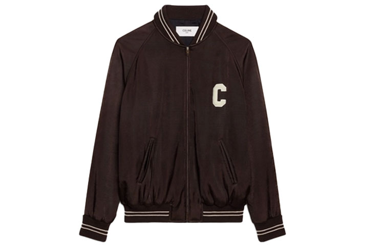Order (W) CELINE Jaket Satin Logo dalam Warna Coklat 2V83G164I-19BR