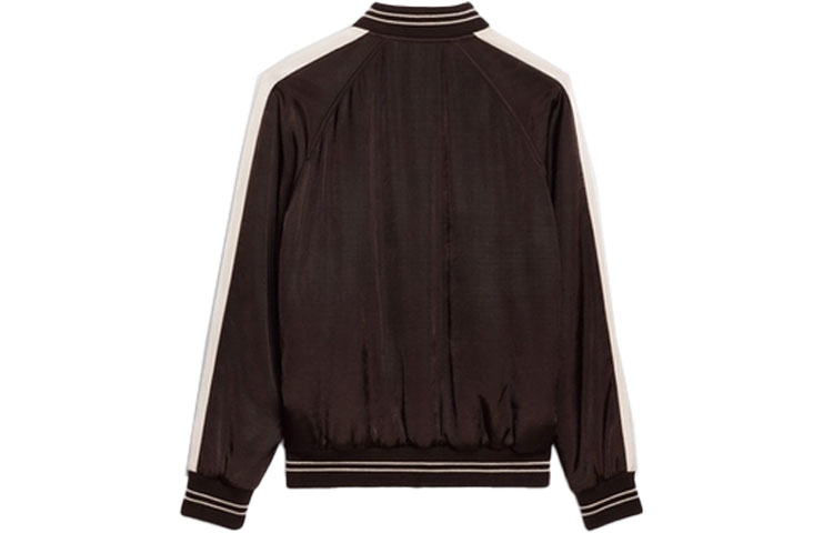 Lookbook (W) CELINE Jaket Satin Logo dalam Warna Coklat 2V83G164I-19BR