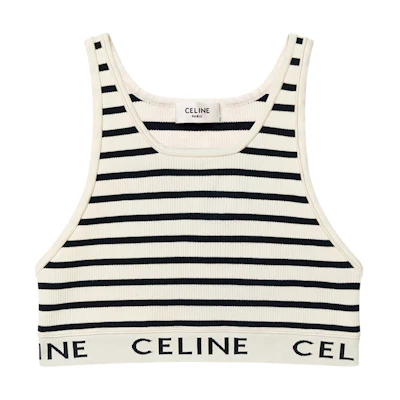 (Women) CELINE Logo Striped Knit Tank Top Cream White 2A22O372N-01CN