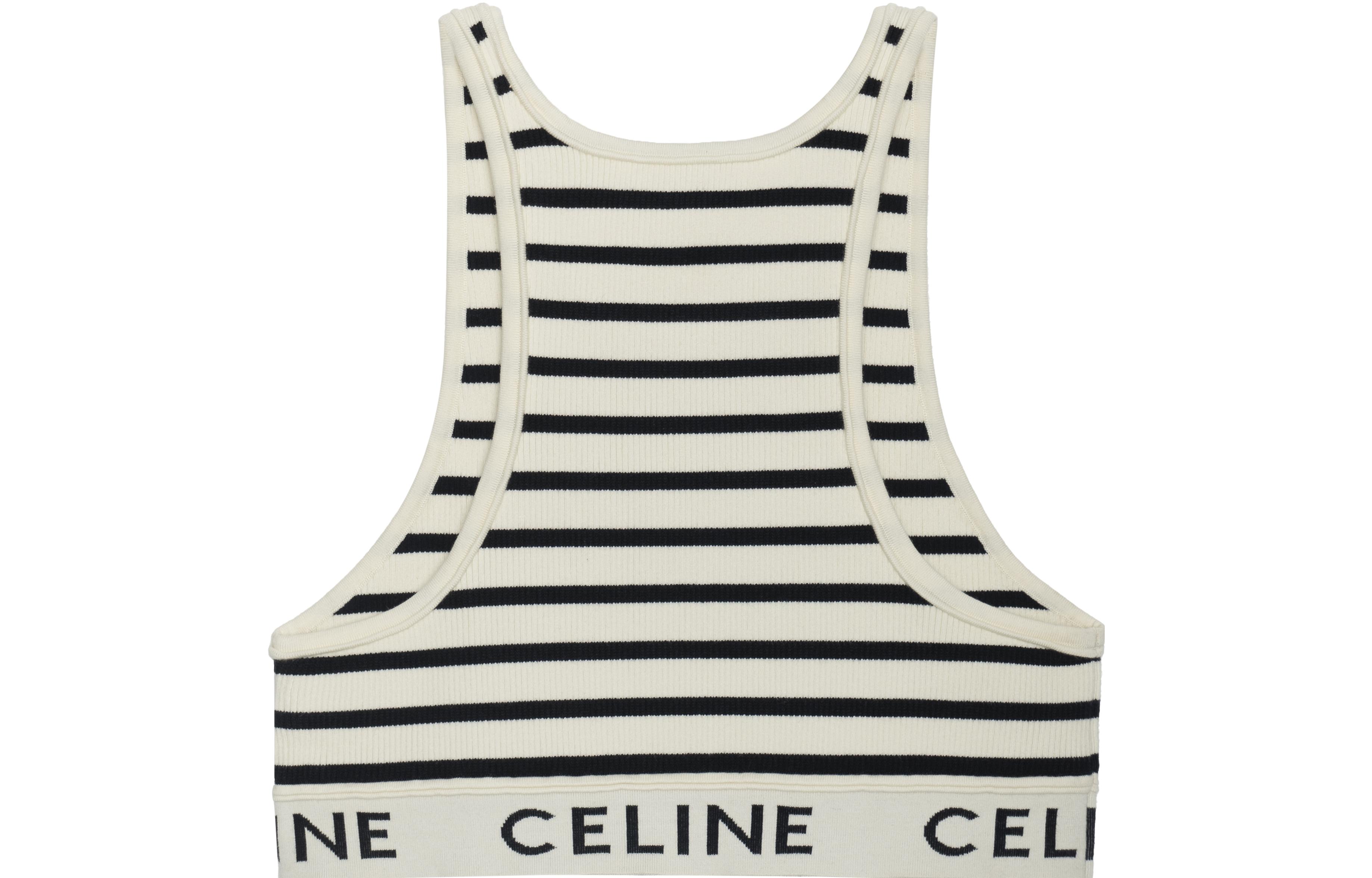 Lookbook (W) CELINE 标志条纹针织背心 米白色 2A22O372N-01CN