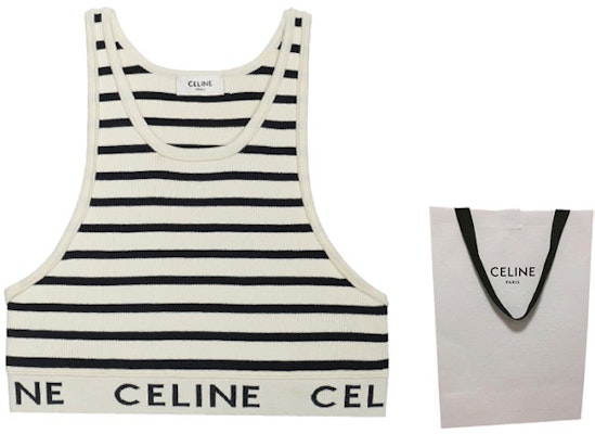 (W) CELINE 标志条纹针织背心 米白色 2A22O372N-01CN Shop (W) CELINE 标志条纹针织背心 米白色 2A22O372N-01CN