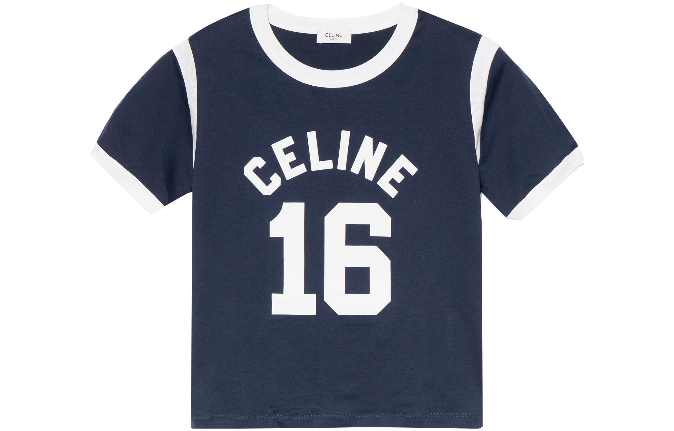 (Women) CELINE Logo T-Shirt FW22  Blue Crewneck Short Sleeve Tee. 2X54B671Q-07OW