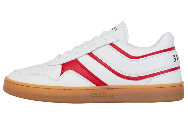 (W) CELINE Low-Top Lace-Up Sneaker 'White Red'