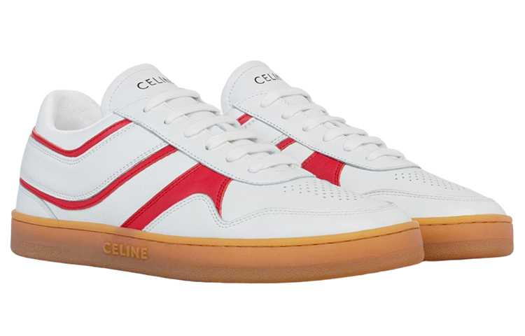 (W) CELINE Low-Top Lace-Up Sneaker 'White Red' 圖 2