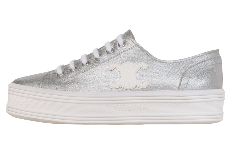 (W) CELINE Low-Top Lace-Up Thick Sole Sneaker 'Silver Leather'