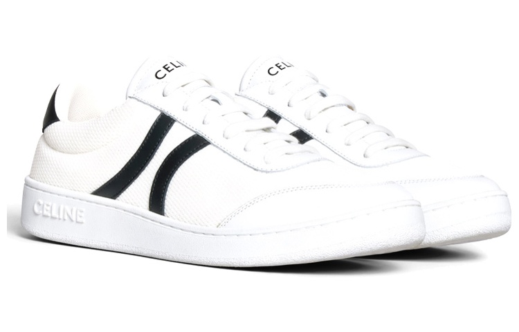 (W) CELINE Low Top Lace-Up 'White Black' 圖 3