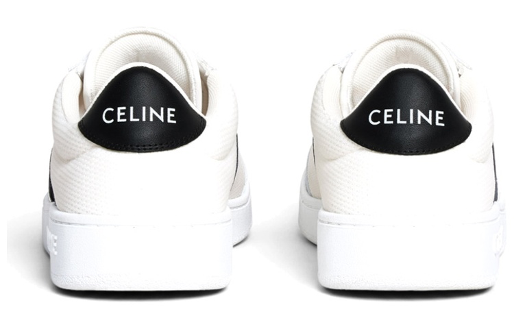 (W) CELINE Low Top Lace-Up 'White Black' 圖 4