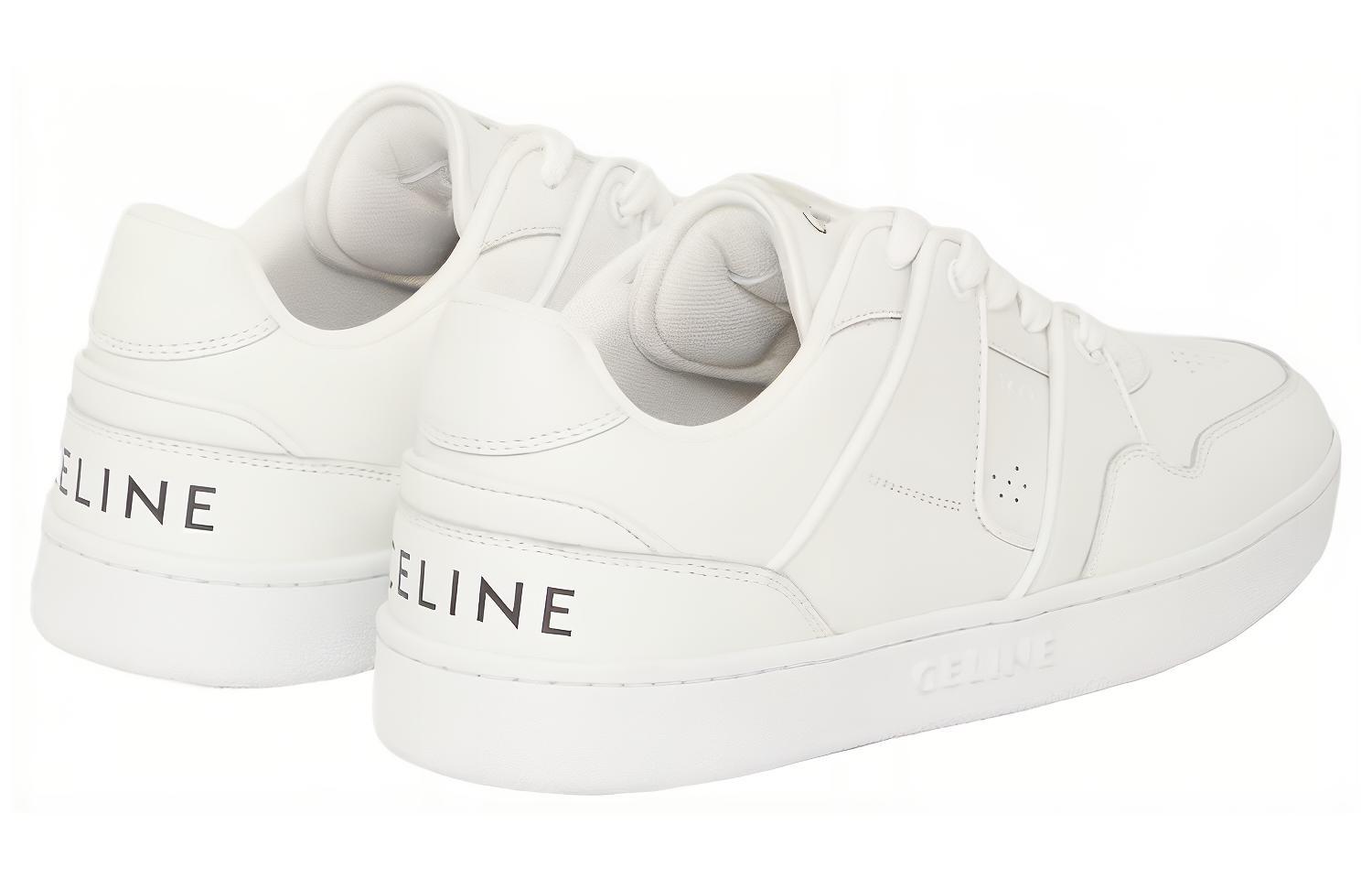 Shop (W) CELINE 白色皮革低帮运动鞋 345943338C.01OP