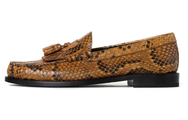 (W) CELINE Luco Loafers 'Ochre Patent Snakeskin Tassel'