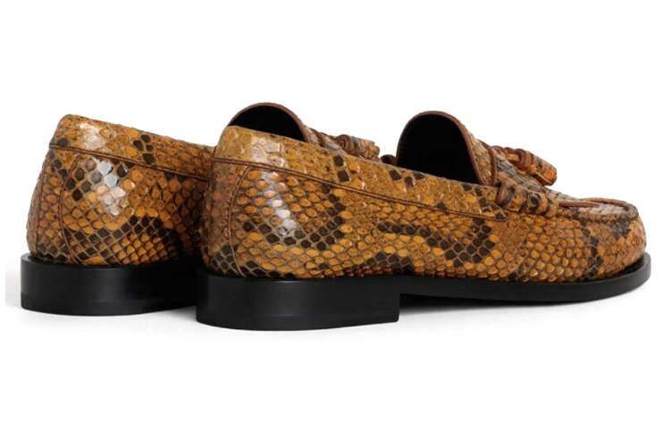 (W) CELINE Luco Loafers 'Ochre Patent Snakeskin Tassel' 圖 4
