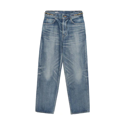 (Women) CELINE Margaret Washed High-Waisted Straight-Leg Jeans Women Blue 2N647930F-07UW