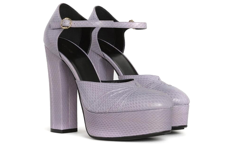 Lookbook (W) CELINE Melody Mary Jane Sepatu Hak Tinggi 'Motif Ular Ungu' 341544032C.32LC