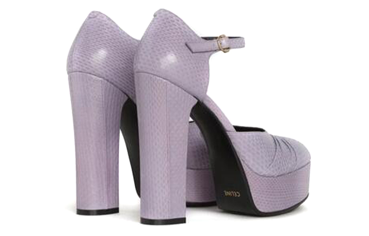 Shop (W) CELINE Melody Mary Jane Sepatu Hak Tinggi 'Motif Ular Ungu' 341544032C.32LC