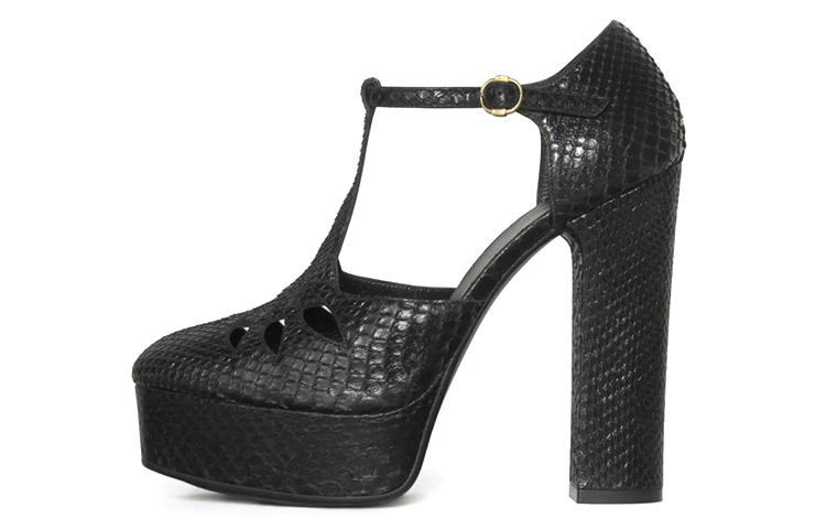 (W) CELINE Melody T-Strap 'Black Snakeskin'