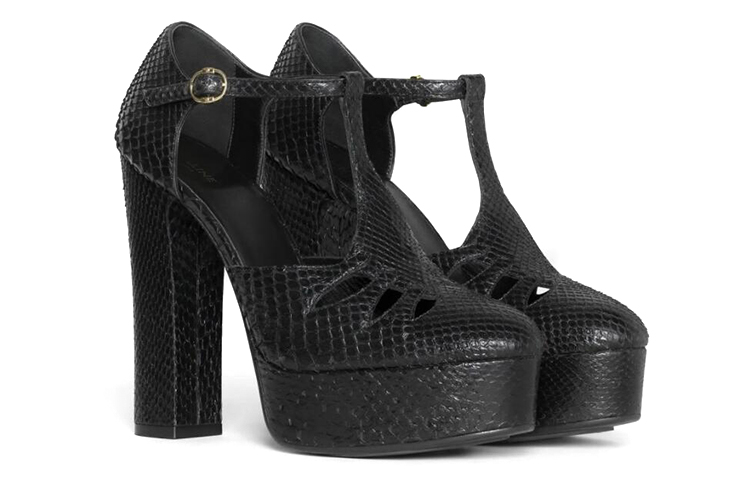 (W) CELINE Melody T-Strap 'Black Snakeskin' 圖 3