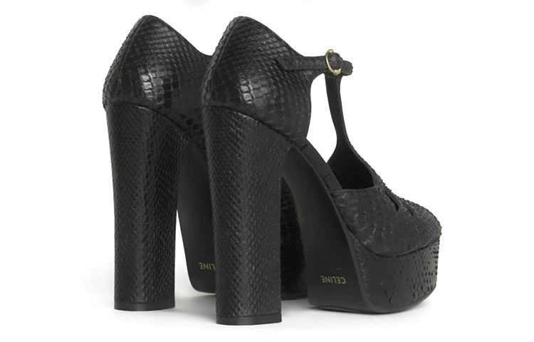 (W) CELINE Melody T-Strap 'Black Snakeskin' 圖 4