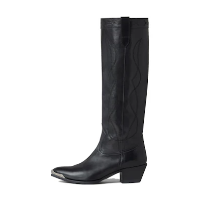(W) CELINE Metallic Toe Long Boots 'Black'