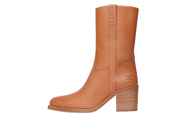 (W) CELINE Mid-Top Leather Boots 'Tan'