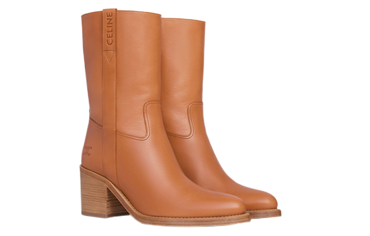 (W) CELINE Mid-Top Leather Boots 'Tan' 圖 3