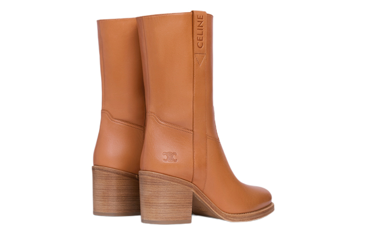 (W) CELINE Mid-Top Leather Boots 'Tan' 圖 4