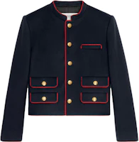 (Women) Celine Navy Blue Solid Color Button-Up Jacket 2V19C998K-07MR (Women) Celine Navy Blue Solid Color Button-Up Jacket 2V19C998K-07MR