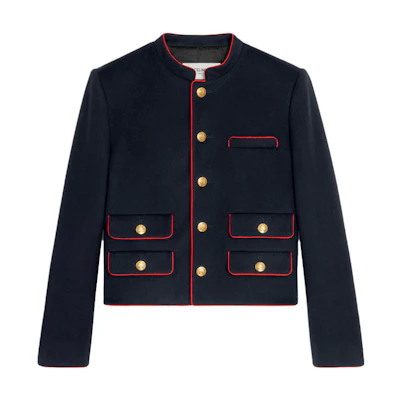 (Women) Celine Navy Blue Solid Color Button-Up Jacket 2V19C998K-07MR