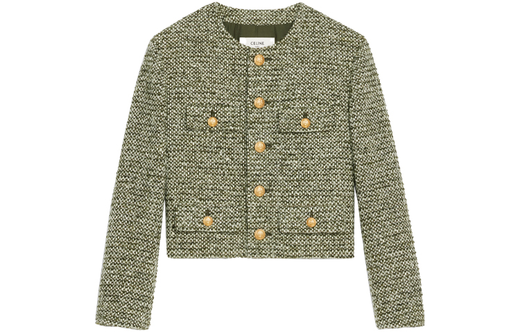 Order (W) CELINE 經典卡其色四口袋綢緞狩獵外套大衣. 2V02E025N-15KE