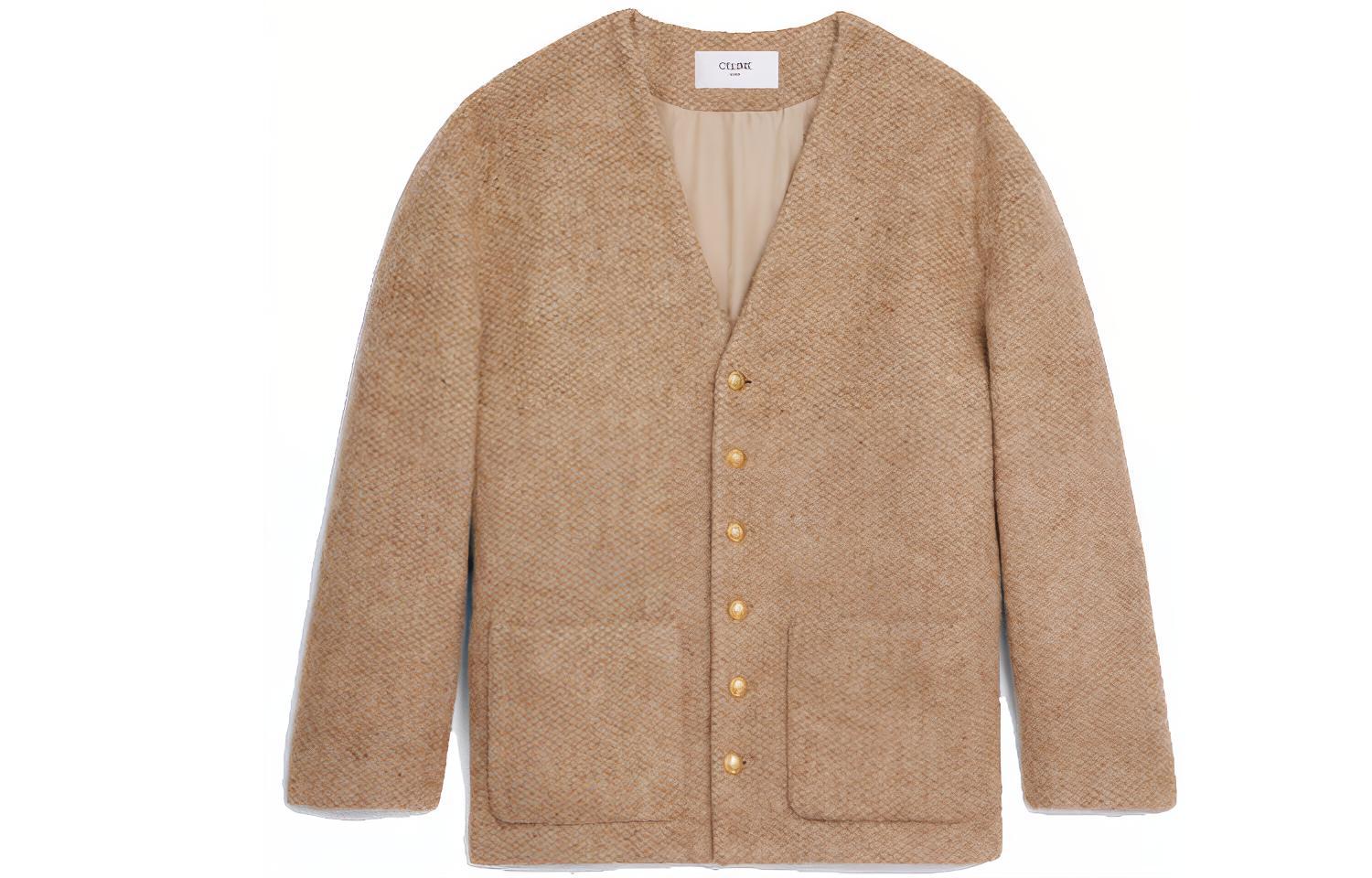 (Women) CELINE Paris  Beige Button-Up Knitted Cardigan Sweater. 2V39J443S-03MI