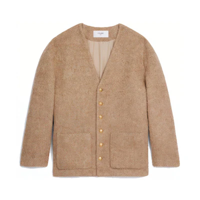 (Women) CELINE Paris Beige Button-Up Knitted Cardigan Sweater. 2V39J443S-03MI