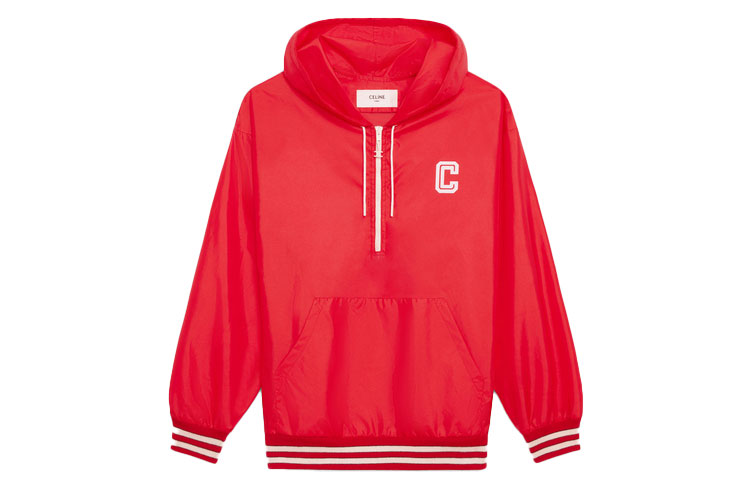 Lookbook (W) CELINE Paris SS21 Jaket Hoodie Nipis Nylon Wanita Merah 2W370495M-27ED