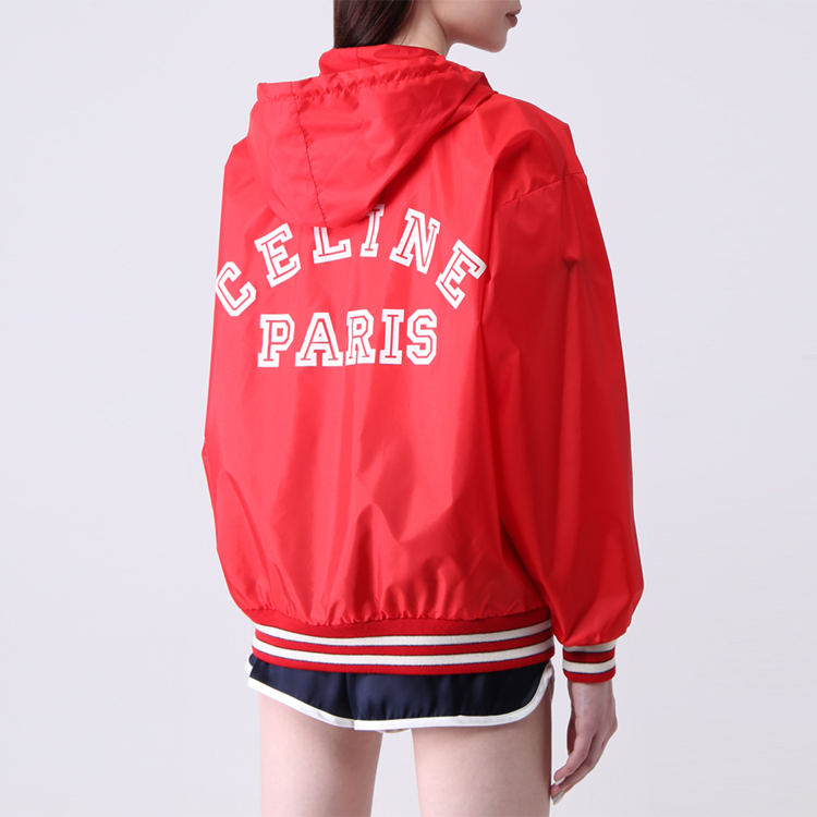 Purchase (W) CELINE Paris SS21 Jaket Hoodie Nipis Nylon Wanita Merah 2W370495M-27ED