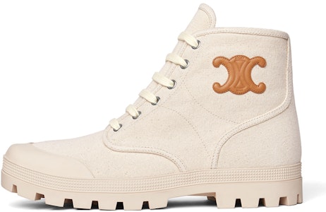 CELINE Patapans 帆布繫帶短靴 女款 米色 Buy CELINE Patapans 帆布繫帶短靴 女款 米色