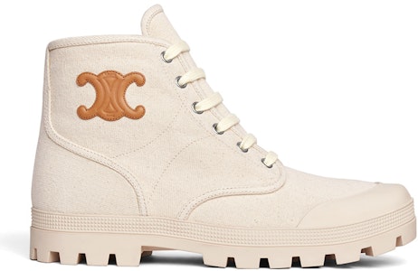 CELINE Patapans 帆布繫帶短靴 女款 米色 Order CELINE Patapans 帆布繫帶短靴 女款 米色