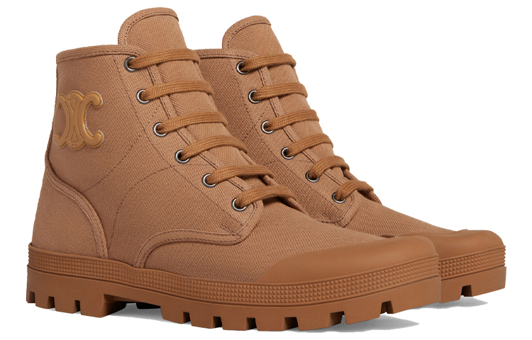 Lookbook Celine Patapans 人造皮綁帶戶外靴 女款 黃褐色