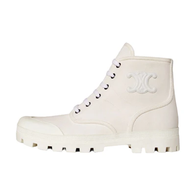 (W) CELINE Patapans 'White Lace-Up Ankle Boot'