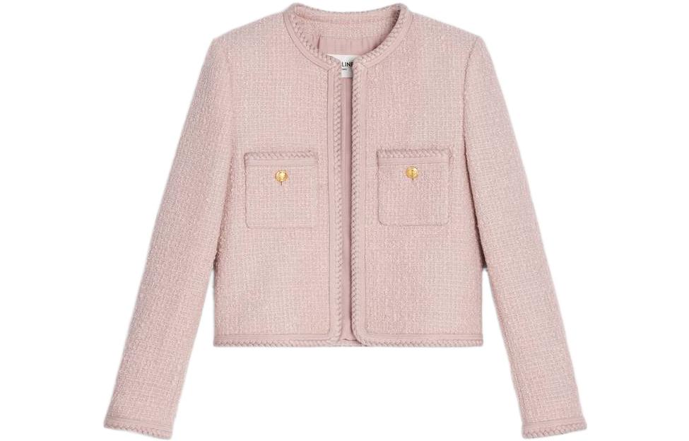 Order (W) セリーヌ ピンクツイードジャケット FW22 ラウンドネック カジュアルアウター 2V18N764L-25PA