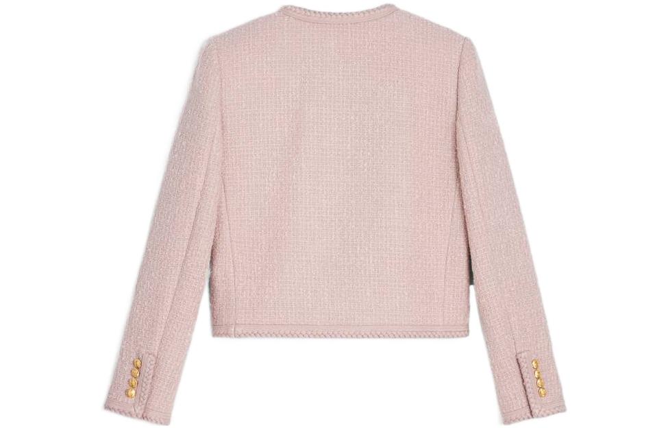 Lookbook (W) セリーヌ ピンクツイードジャケット FW22 ラウンドネック カジュアルアウター 2V18N764L-25PA