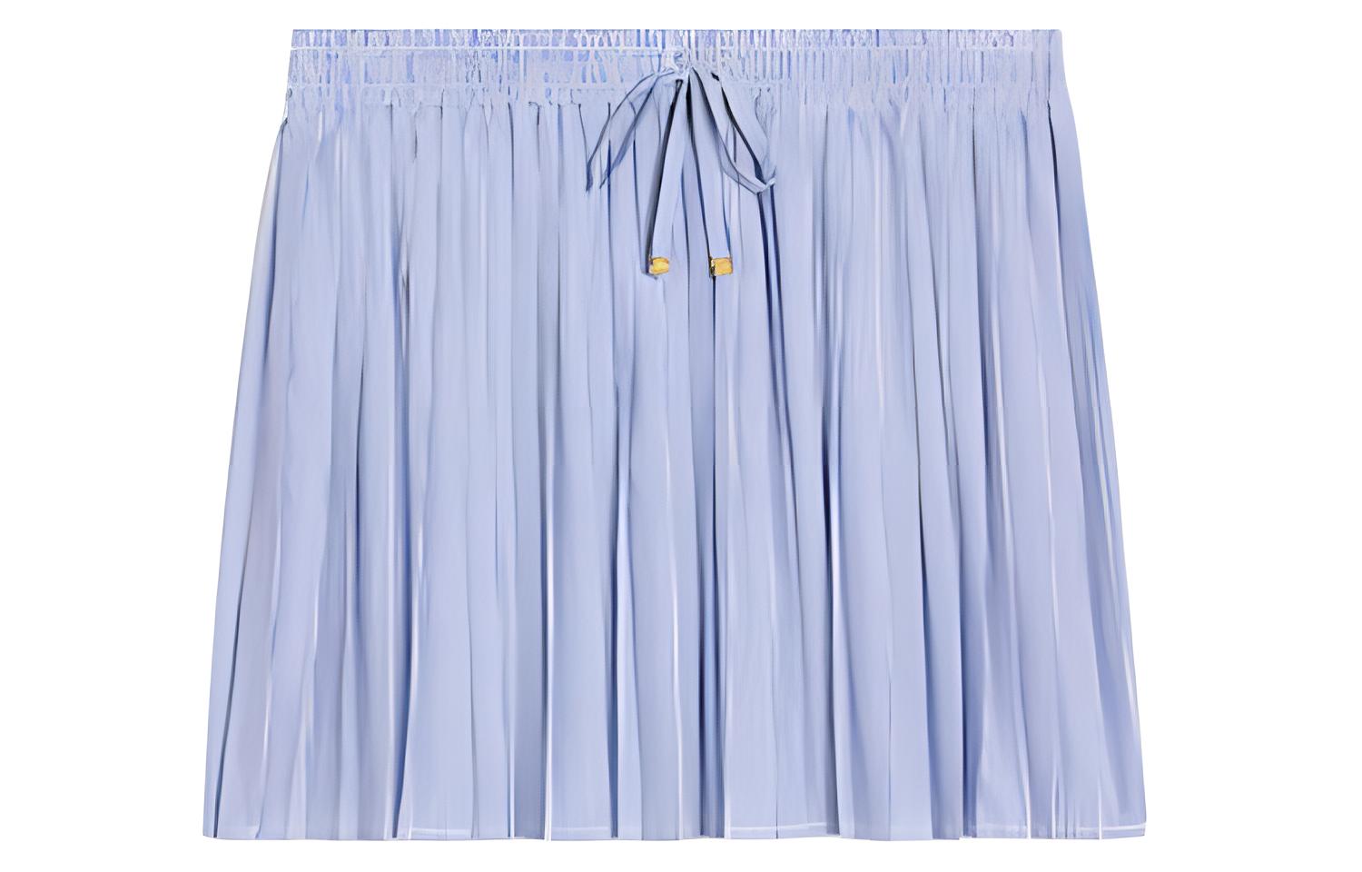 (Women) CELINE Pleated Striped Cotton Tie-Waist Casual Short Skirt Light Purple Women 2J622869T-01XY
