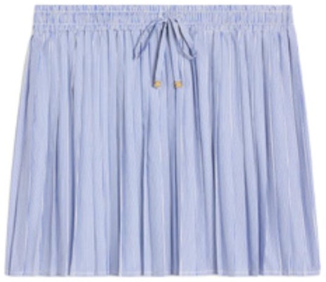(Women) CELINE Pleated Striped Cotton Tie-Waist Casual Short Skirt Light Purple Women 2J622869T-01XY Order (Women) CELINE Pleated Striped Cotton Tie-Waist Casual Short Skirt Light Purple Women 2J622869T-01XY