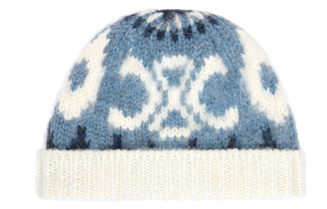 Order (Women) CELINE Printed Wool Knit Beanie for Women - Blue. 2AV3A919T07BL