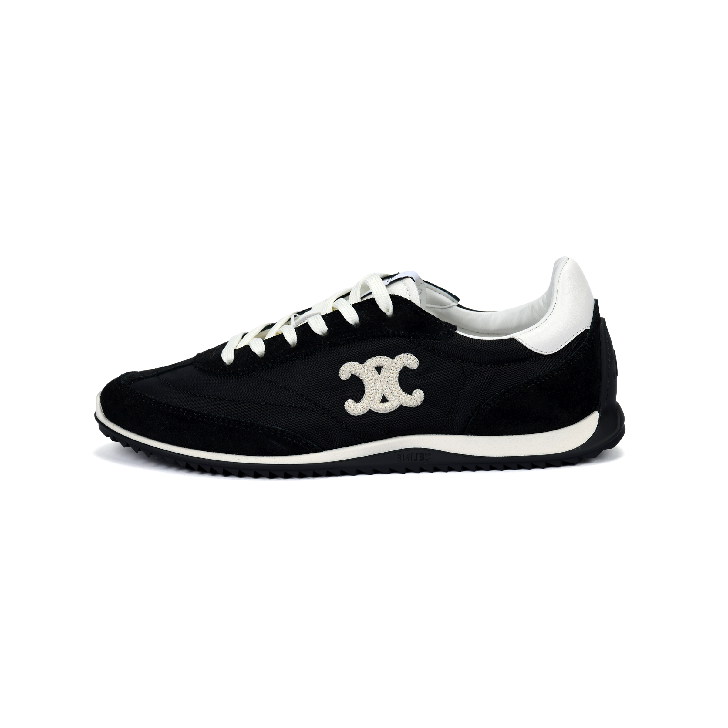 (Women) CELINE Racer Black Low-Top Casual Leather Sneakers. 364365190C.38NO