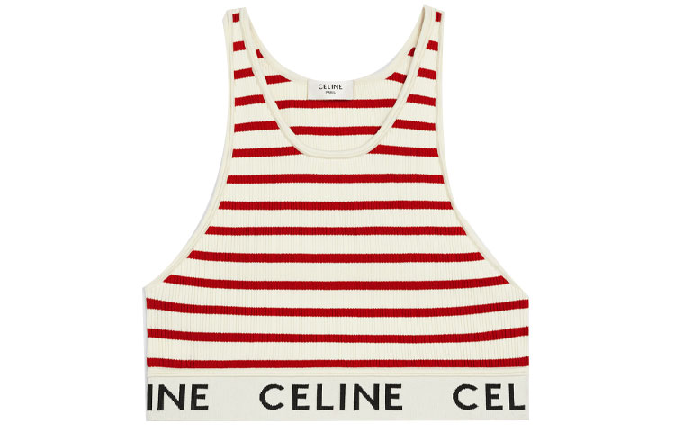 Order (W) CELINE 红色条纹针织背心带标志。 2A22O372N-01CE