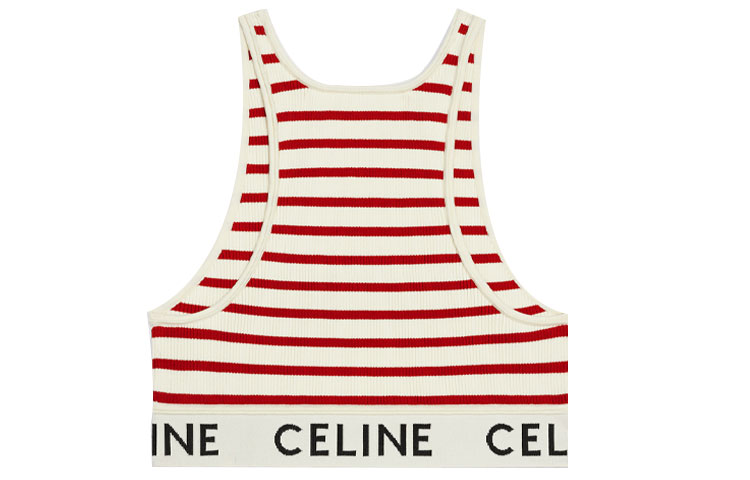 Lookbook (W) CELINE 红色条纹针织背心带标志。 2A22O372N-01CE